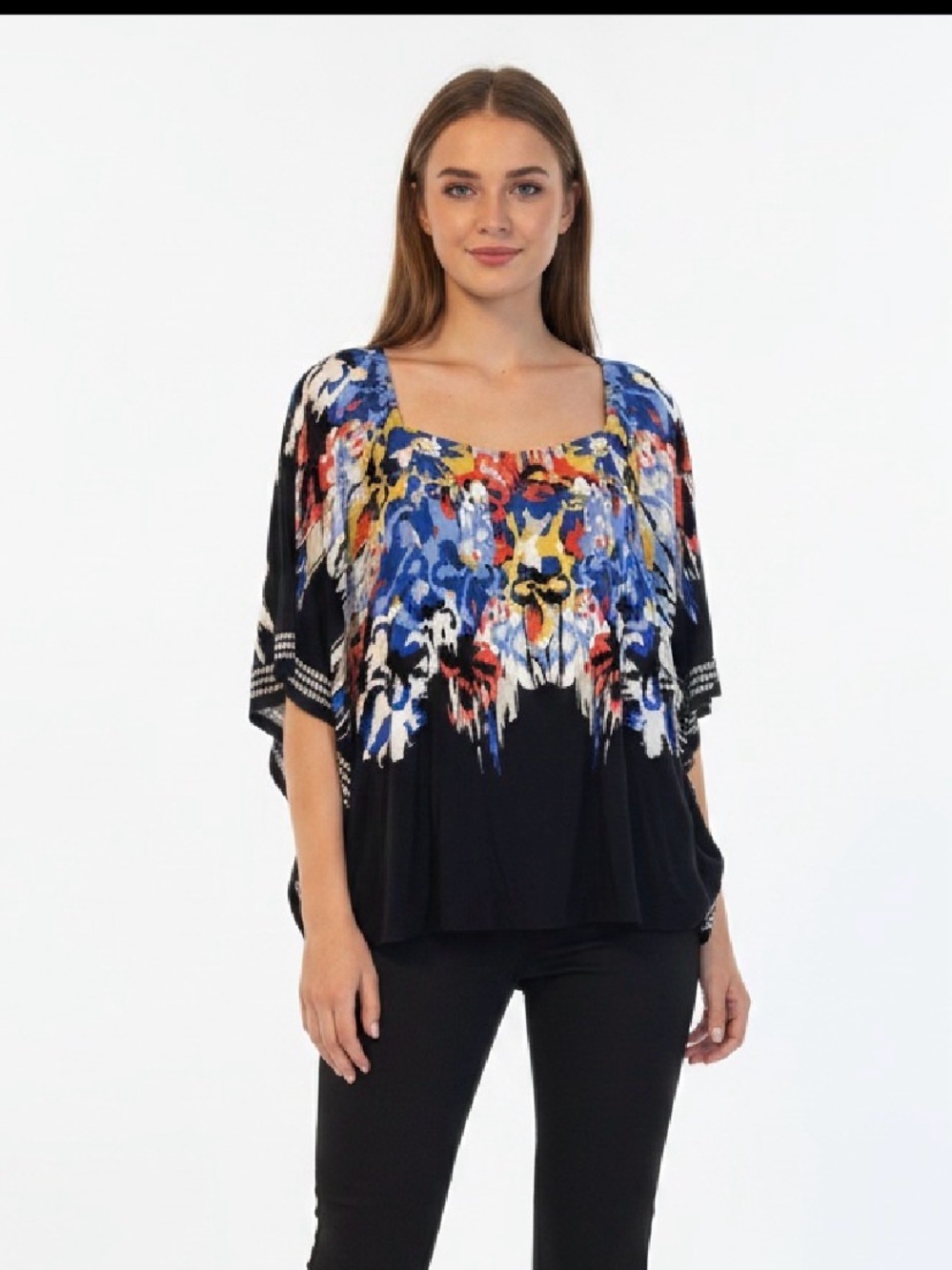 Style and Co Black Floral Print Flutter Sleeve Top. Pretty and preppy.